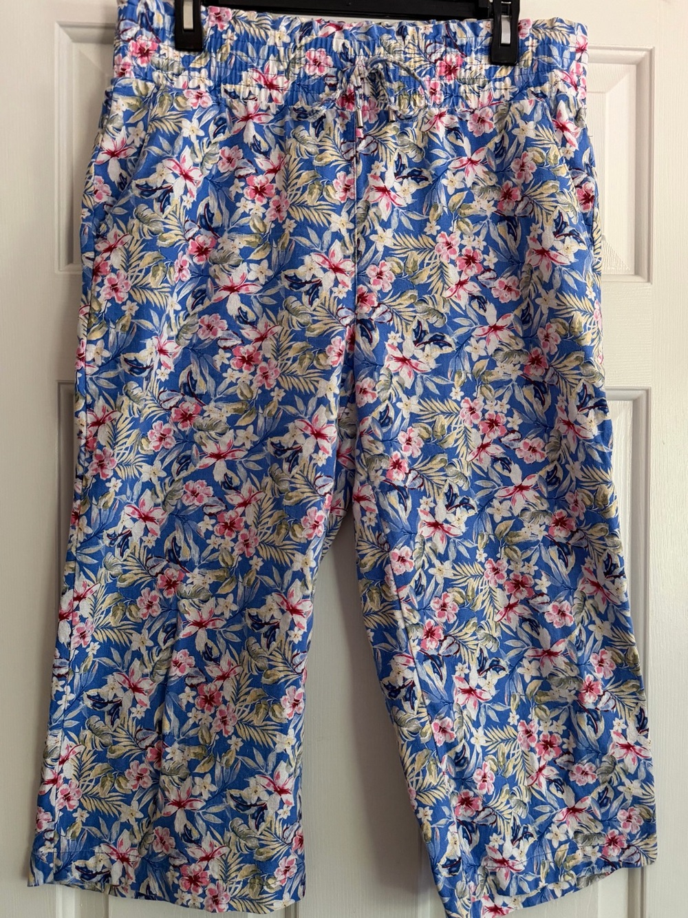 Land N Sea Linen Blend Floral Wide Leg Pull-On Pants lightweight comfortable